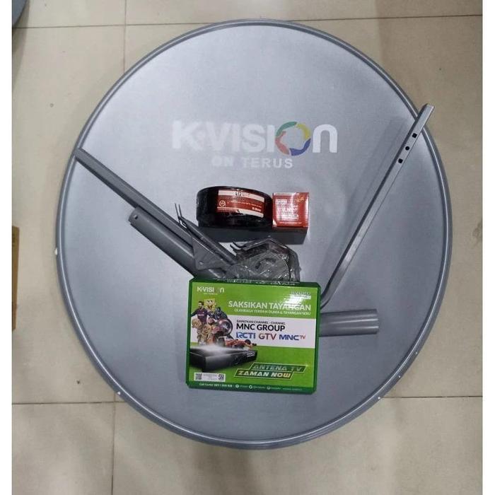 Set Antena Parabola Mini 60 CM + Receiver K-Vision + LNB + Kabel 15 M
