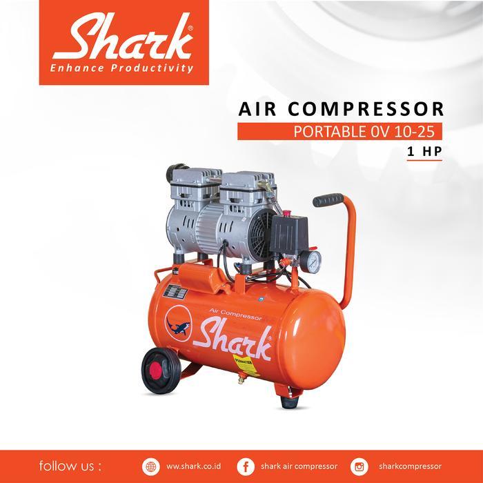 Ready Oilless 1Hp (Motor Alumunium) Shark Air Compressor OV 10-25
