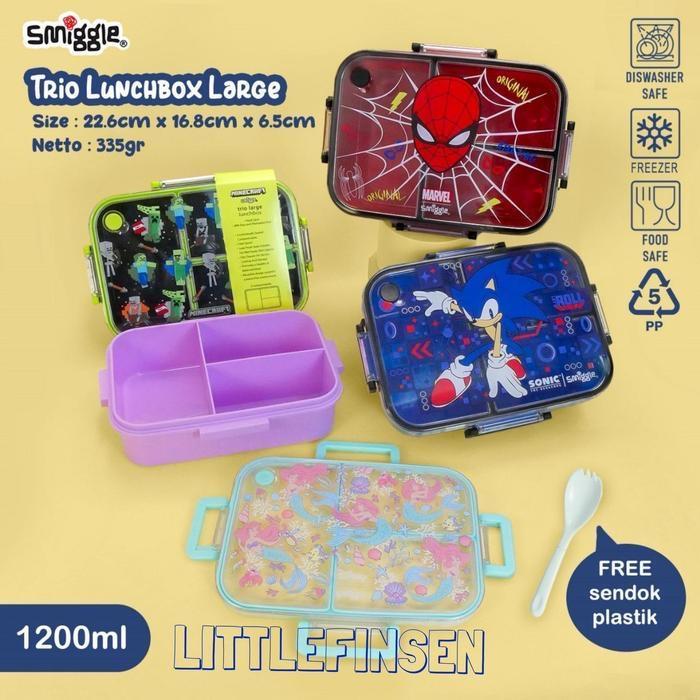 LUNCH BOX SMIGGLE SEKAT 3 MINECRAFT SPIDERMAN/KOTAK MAKAN ANAK MINECRAFT SPIDERMAN/SET KOTAK MAKAN