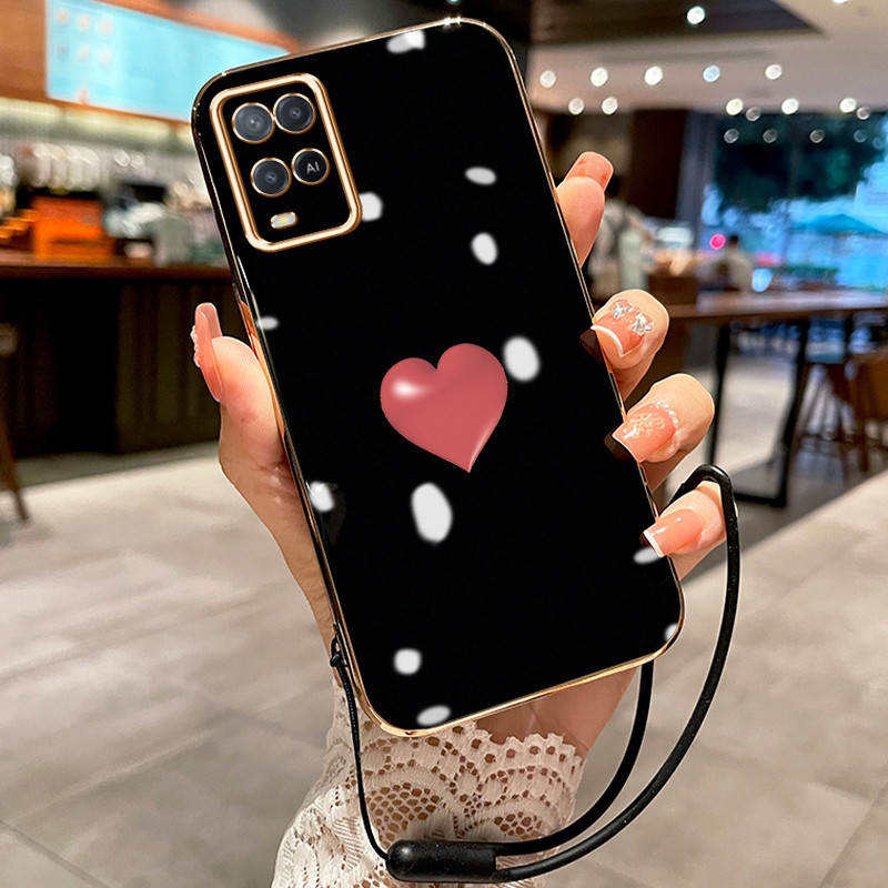 Casing Hp Untuk OPPO A54 4G A55 4G A54 5G A74 5G Case Casing HP pola Cinta rantai Kesing Cesing tali