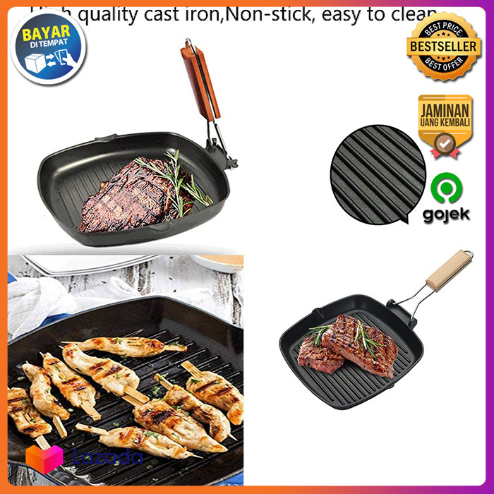 Square Pan Grill Foldable 20 ~o0o~ *NAJAH* - Wajan Panggang Lipat Serbaguna Teflon BBQ Panggangan St