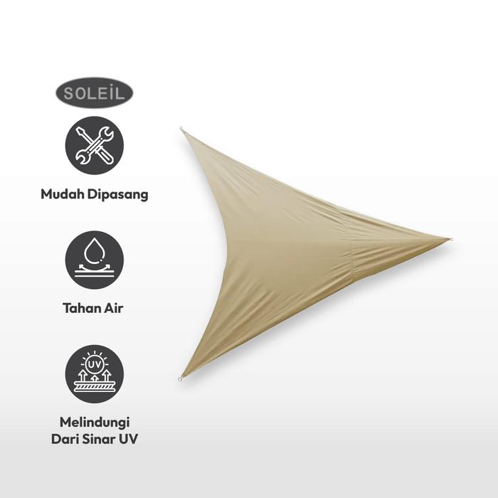 4bdw- Azko Soleil 3.6 Mtr Kanopi Taman Triangle - Cokelat Tan Canopy Atap Teras Dekorasi