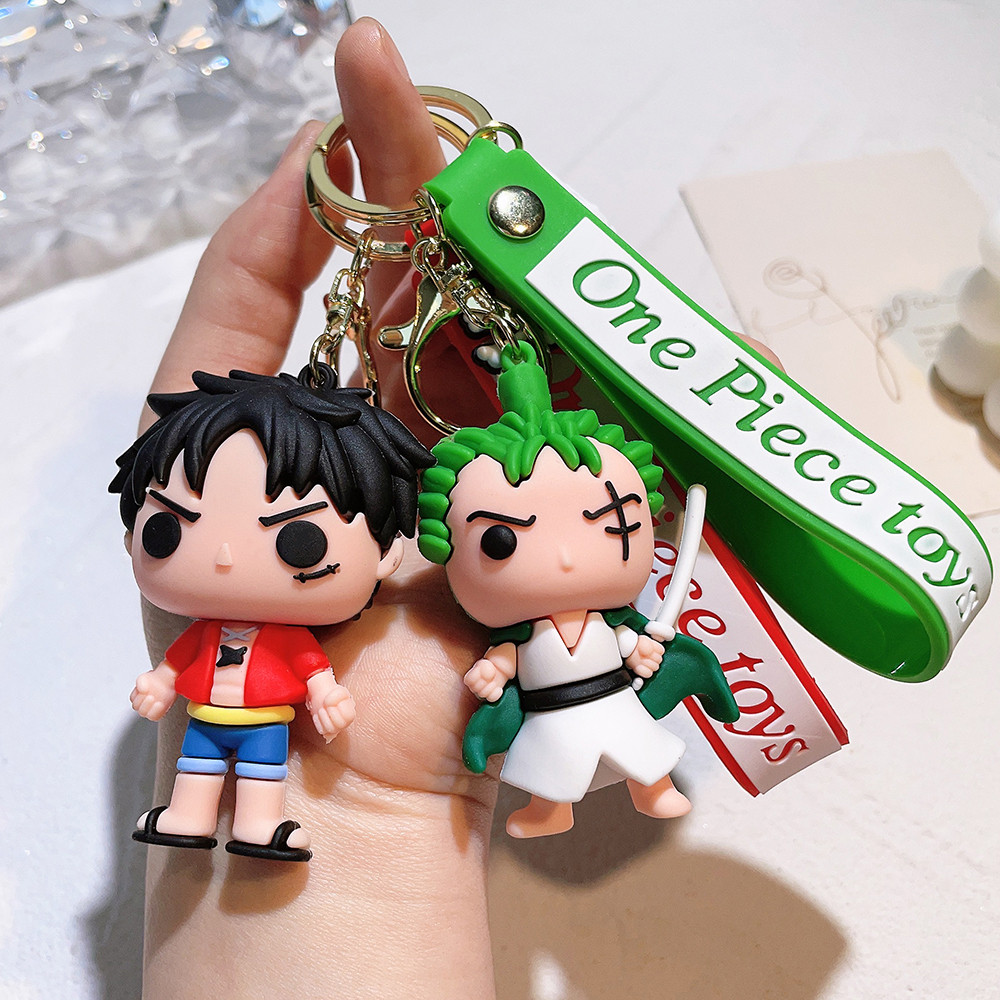 Anime Keychian Luffy Key Chian Zoro Chopper Sanji Nami El Pendant Cartoon Doll Keyring Gifts
