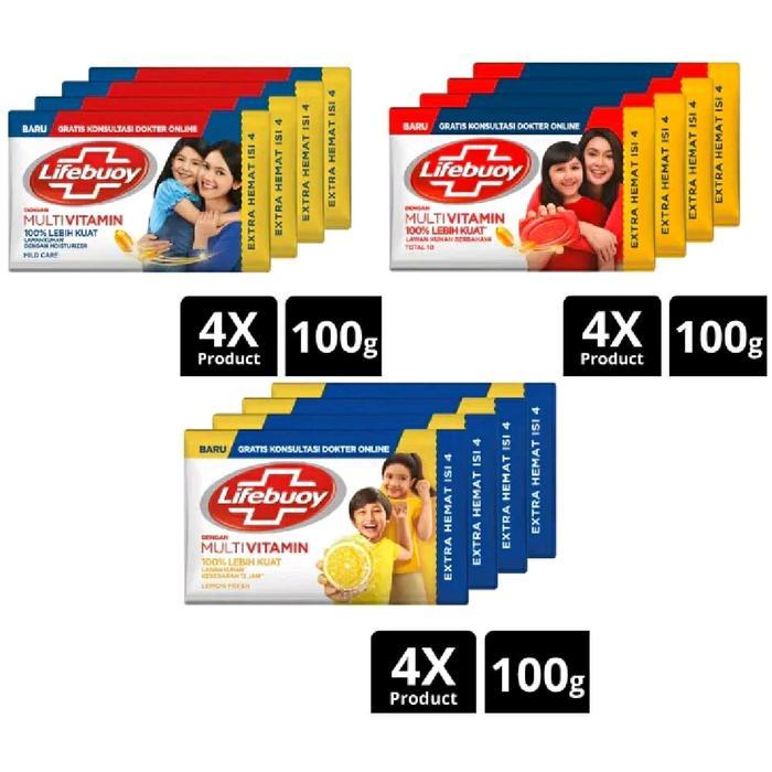 i5xp- Sabun Mandi Lifebuoy Batang 100 Gram (Isi 4).