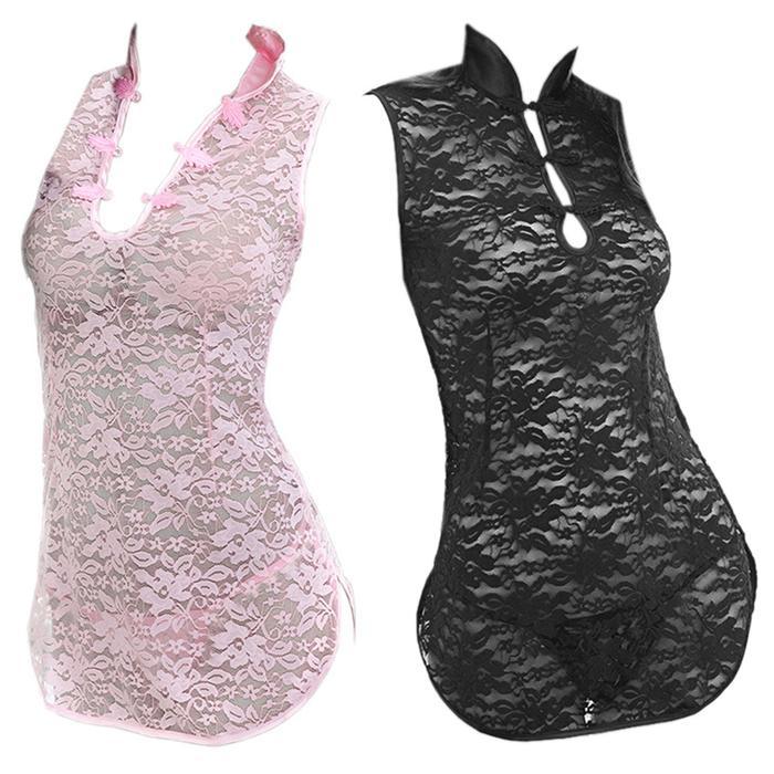 L1218 Lingerie Sexy Baju Dinas Malam Wanita Seksi Costume Cheongsam Shanghai Tradisional China - Aca