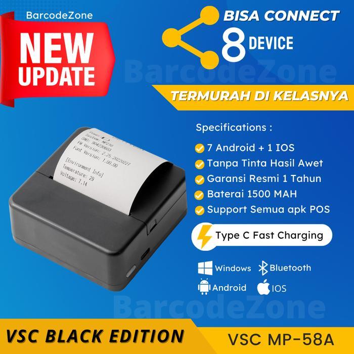 Printer Bluetooth Thermal Kasir Vsc Mp-58A Thermal Printer - Hitam Terbaru 