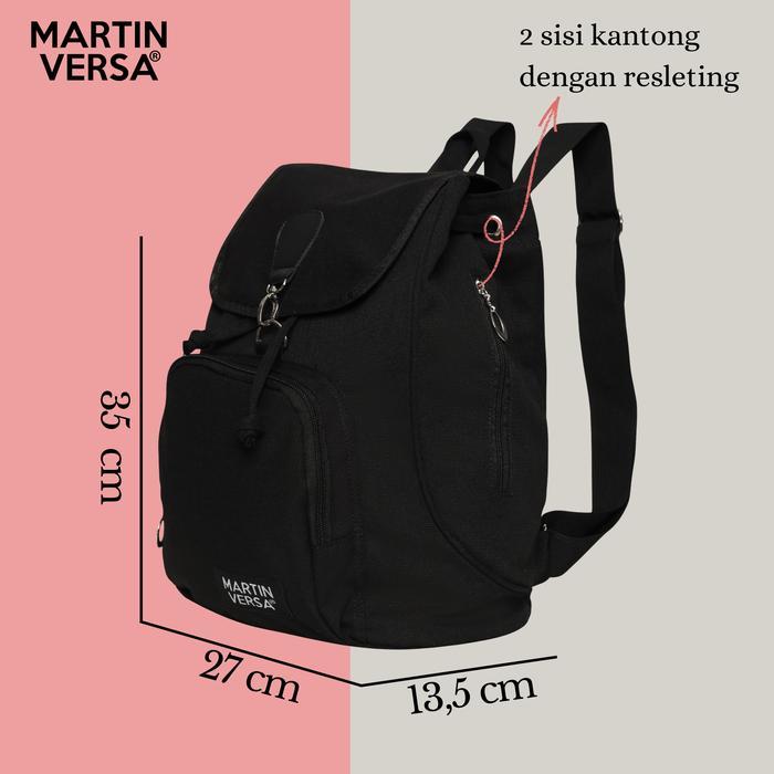 Tas Ransel Wanita Tr5Lite Canvas Polos Hitam Martin Versa Backpack Polos