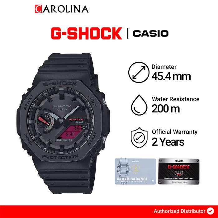 Jam Tangan Pria Casio G-Shock GA-B2100BBR-1A Black and Bold Red Series Resin Band Watches