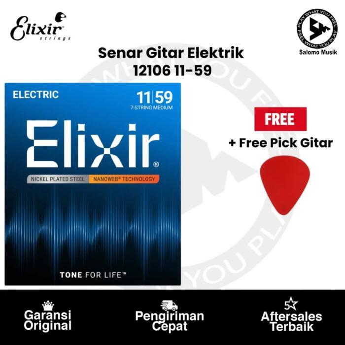 Senar Gitar Elektrik Elixir 12106 Nanoweb 7String 1159 Original