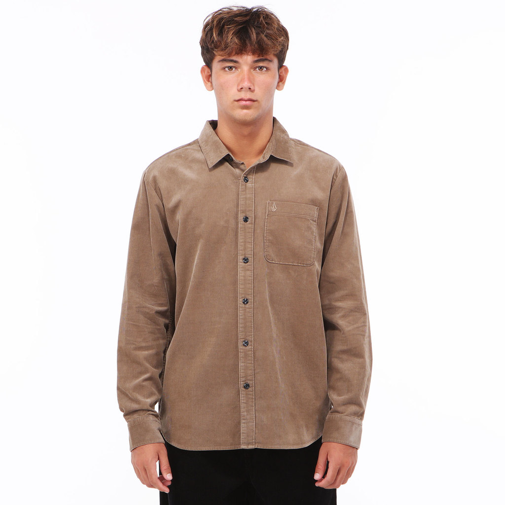VOLCOM - MLH ZANDER CORD LONG SLEEVE SHIRT EARTH