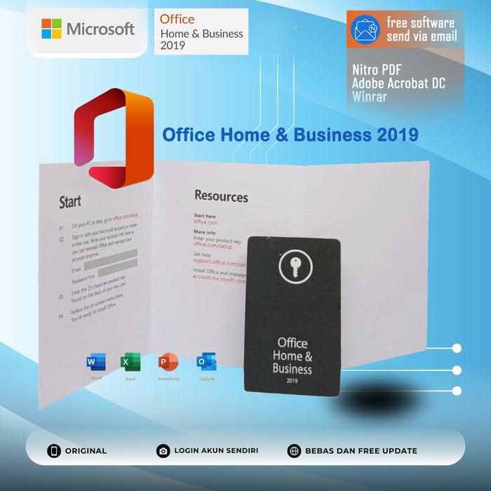 Office 2019 Home & Bussines (2019 Home Bisnis) Retail Version - Product Key Card 32/64 Bit