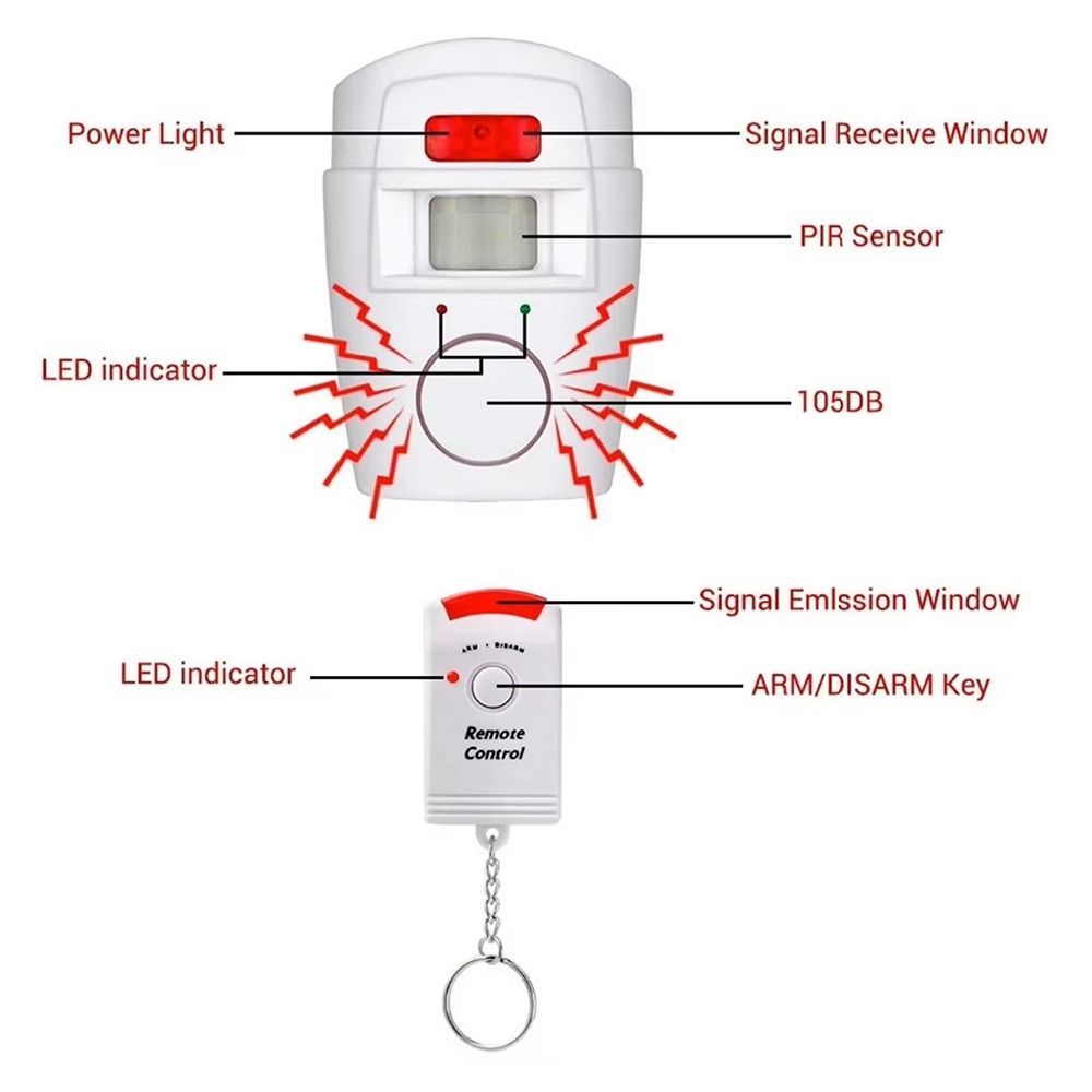 Wireless PIR Motion Sensor Wireless Motion Sensor Alarm Infrared Sensor 2 Remote Controls PIR Alarm
