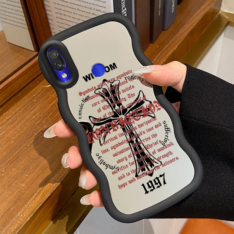 Casing Untuk Xiaomi Redmi Note 7 Note 7s Note 7 Pro Case Salib Malaikat Kasing Cermin silikon Bingka