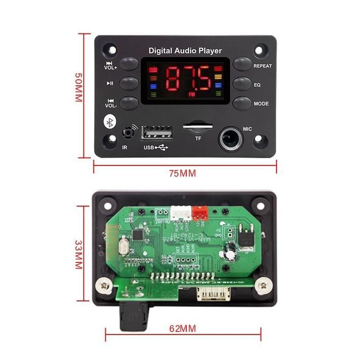 Ready Stok EM modul mp3 bluetooth audio mp3 bluetooth 5.0 mic amplifier 2x25w