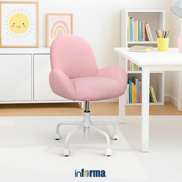 Leomordstore - Zoelle Kursi Anak Fabric - Pink Kursi Kantor Kursi Gaming Komputer Kerja Bangku Putar