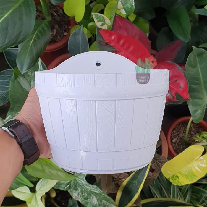 SALE Pot Dinding Tanaman Hias Bunga Pot Plastik Gantung Tempel Tembok Putih