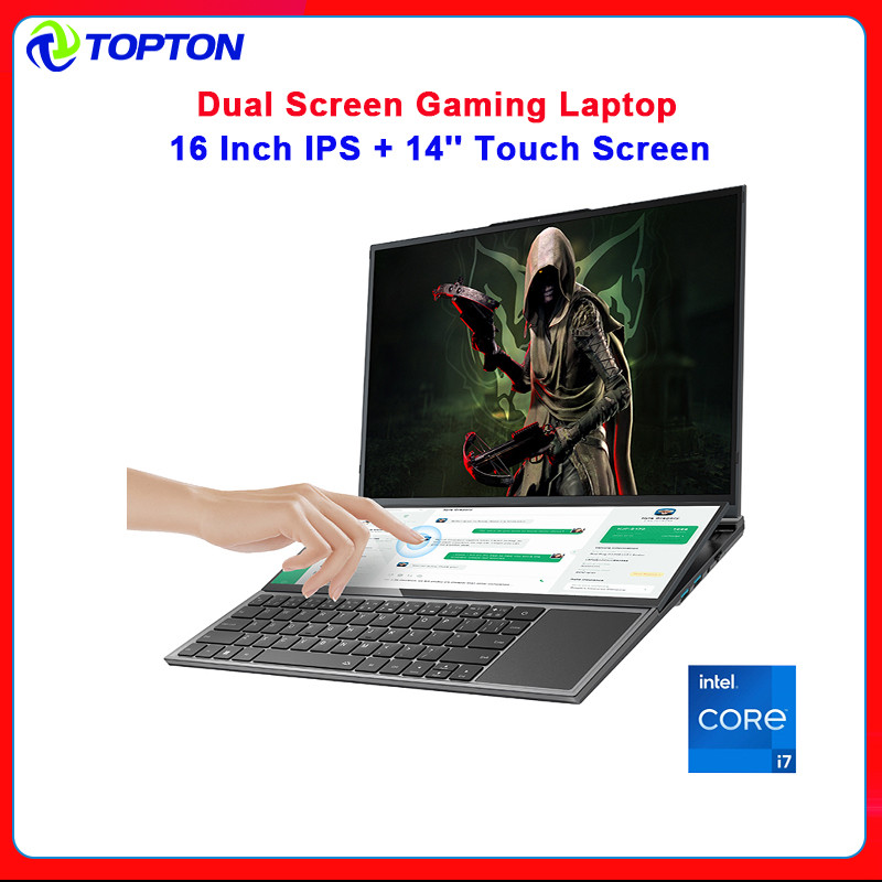 Topton 16 Inch IPS + 14'' Touch Dual Screen Intel I7-10750H Gaming