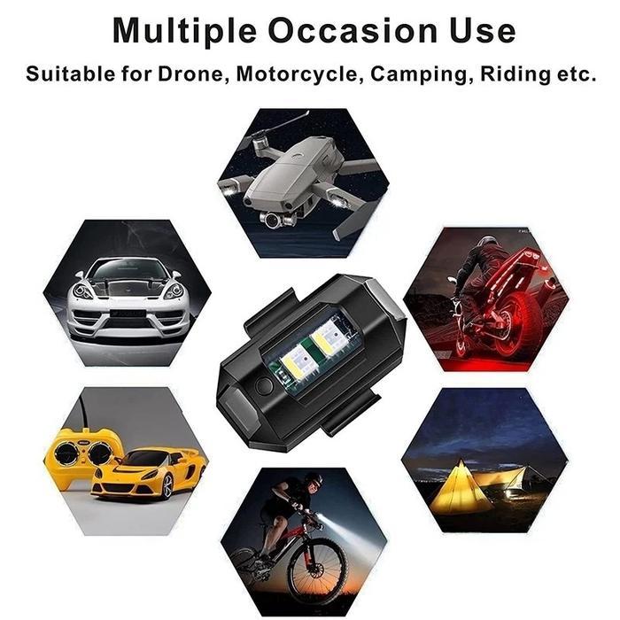 Diskon [Garansi]Lampu Strobo Led Super Terang Untuk Sepeda Motor Mobil Sepeda Usb Rechargeable 7