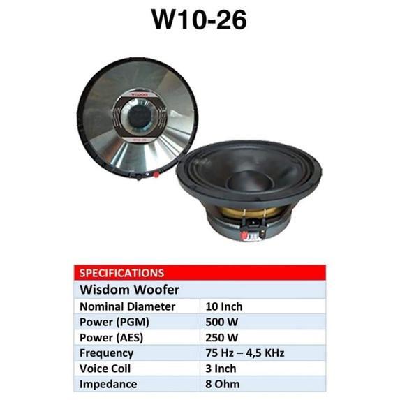 Speaker Komponen Wisdom W10 26 W1026 W10-26 10inch