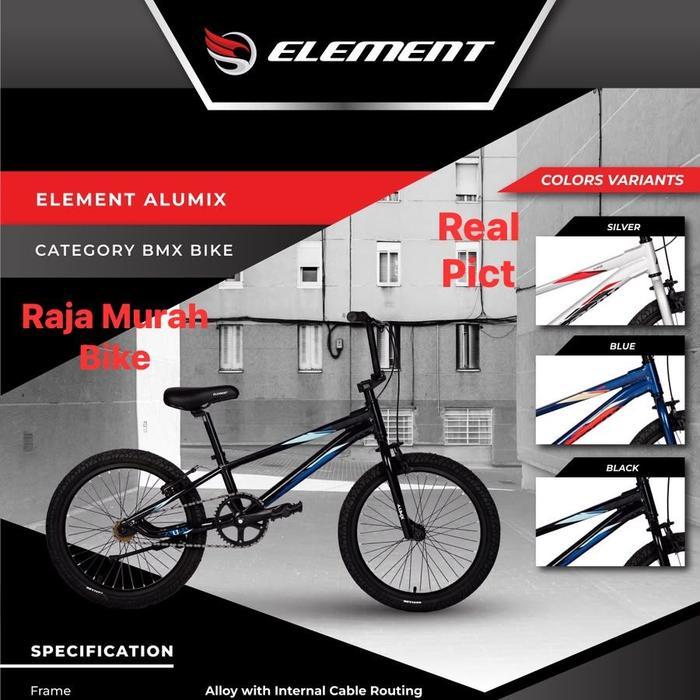 Sepeda Anak Laki Laki Bmx 20 Element Alumix Frame Alloy Sepeda Bmx 20 Inch Alumix Element - Black