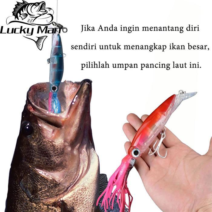Lucky Man Set Umpan Pancing Laut Umpan Cumi dengan Kail Kuat untuk Ikan Besar