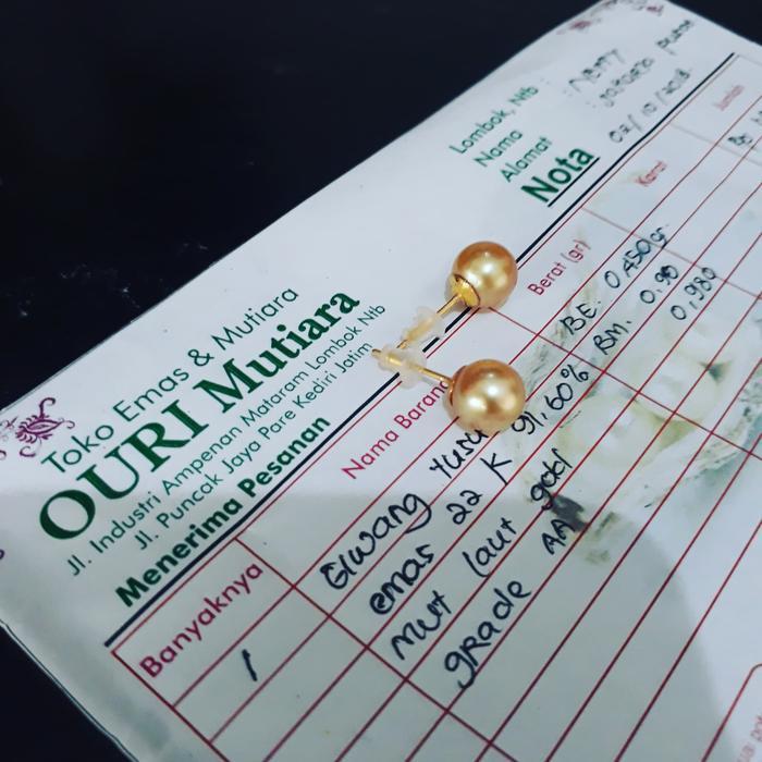 PROMO anting emas mutiara laut asli lombok , ging emas mutiara laut asli