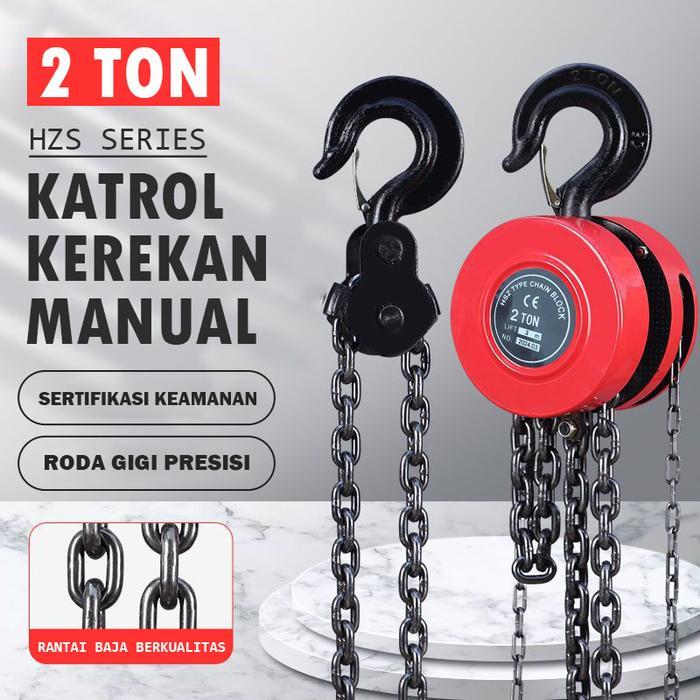 Katrol 2 Ton 3 Meter Gear Kualitas Tinggi Takel Katrol Kerekan Chain Blok Katrol Kerekan Katrol