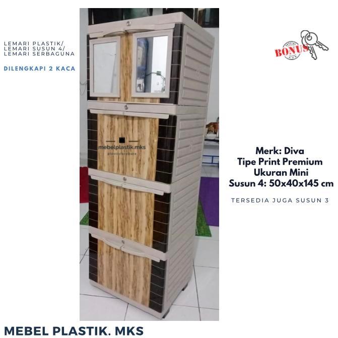 READY Lemari Plastik Kecil Susun 3 4/Lemari Baju/ Lemari Kaca Diva Mini Pre