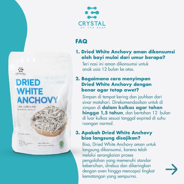 dvb6 Dried White Anchovy (Ikan Teri Nasi Kering) - Crystal Of The Sea / Organik / Bebas