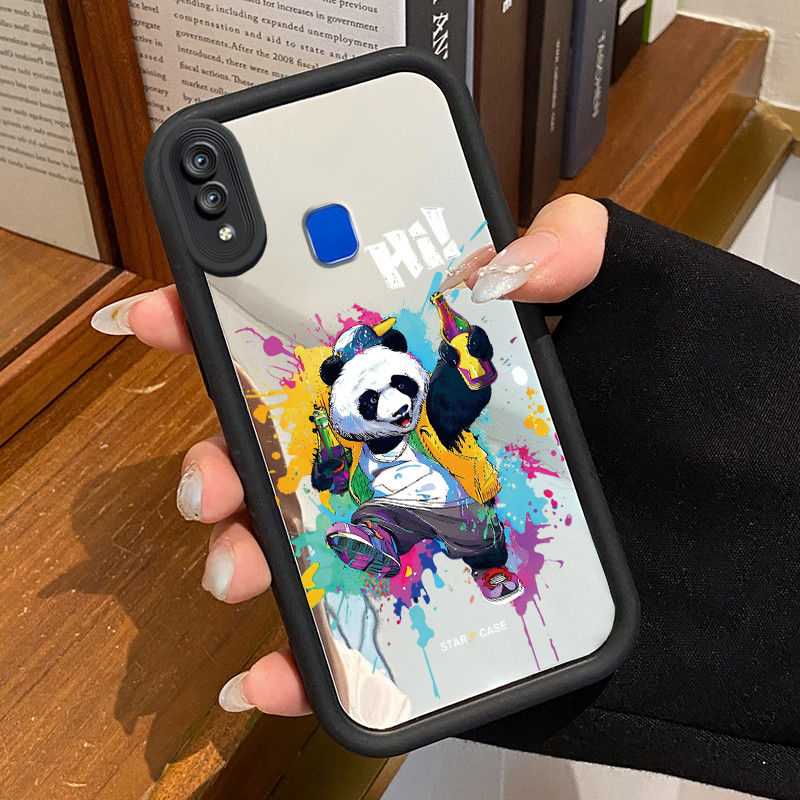 Casing Hp Untuk VIVO Y95 Y93 Y93s Y91 Y91i Case Panda Aliran Kasing Mirror Cesing Akrilik Silikon So