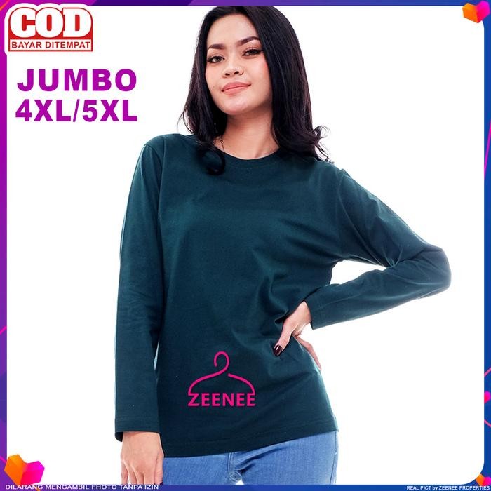 Kaos Polos Wanita Jumbo Oversize 4XL 5XL Warna Hijau Botol best seller