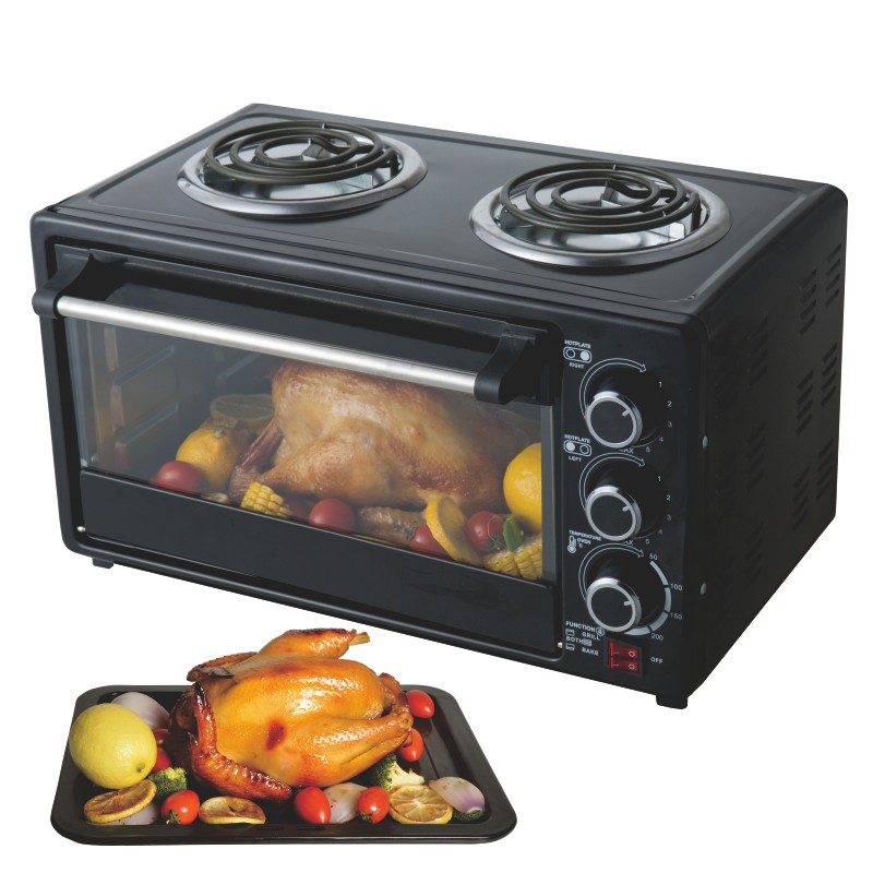 Electric Oven with Ceramic Hot Plate ,Convection Toaster & Baking, Digital Control Timer, Stainless