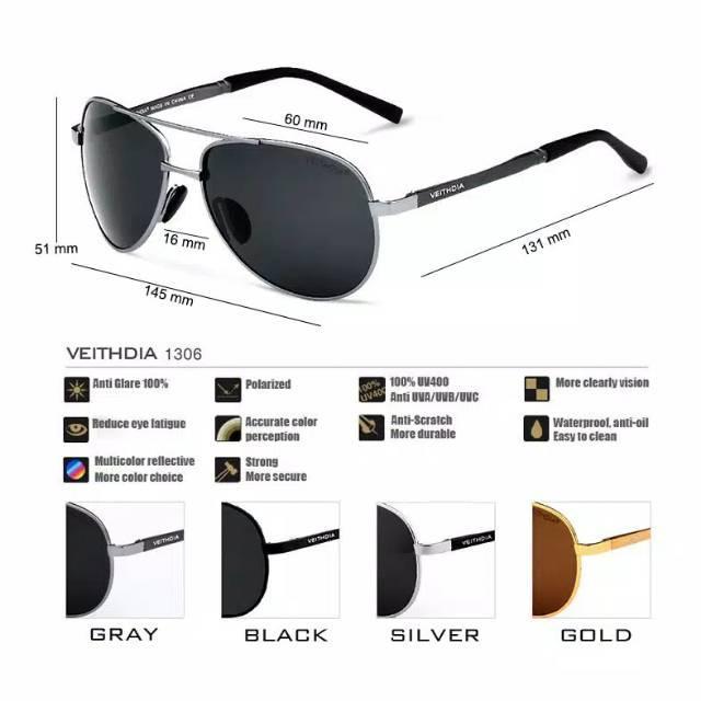 Bisa Bayar Cod Kacamata Gaya Pria Polaroid Veithdia 1306 Polarized Anti Silau Uv Original Frame