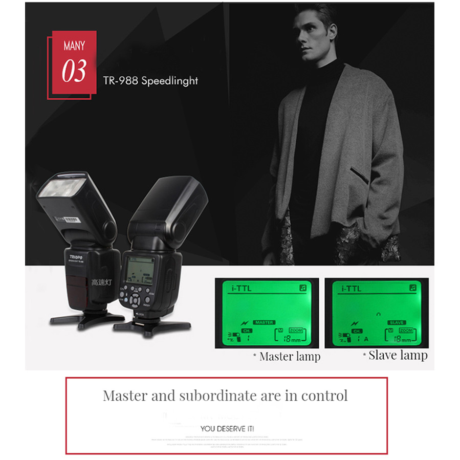 TRIOPO TR-988 TTL HSS High Speed Sync Camera Speedlite Flash for Canon and Nikon 6D 60D 550D 600D D8