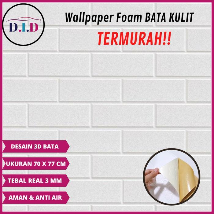 WALLPAPER DINDING 3D FOAM BATA KULIT JERUK 70 x 77 CM FOAM BATA PUTIH BERTEKSTUR