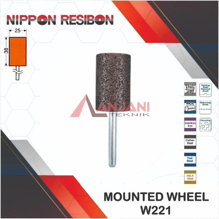 NIPPON RESIBON A36P MOUNTED WHEEL RESINOID W-221 BATU GERINDA BOTOL 25 x 38 x 6 mm / ABRASIVE GRAIN