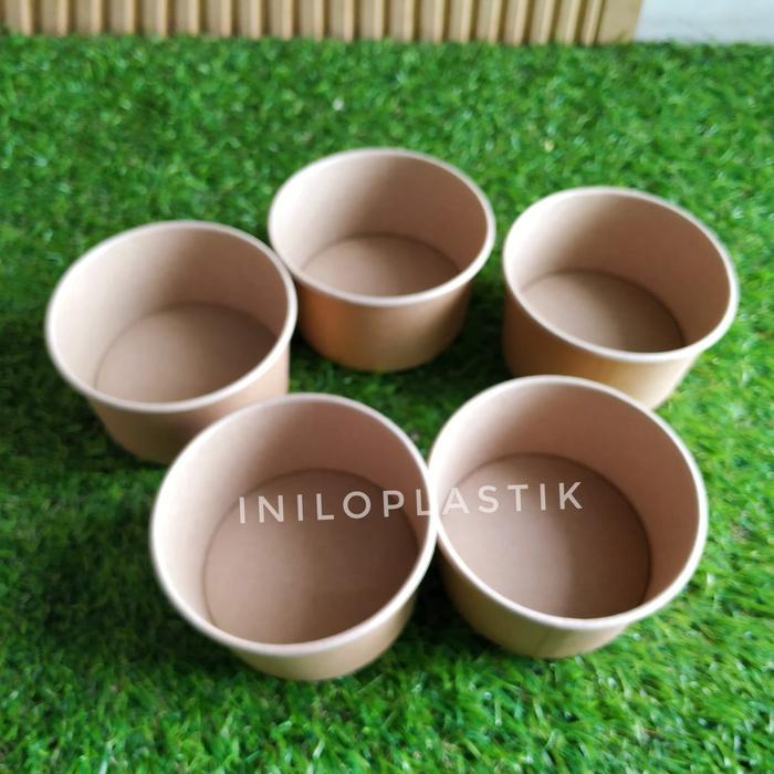 Paper Bowl Brown Polos 360ml / Kraft Paper Bowl 360 ml Cokelat