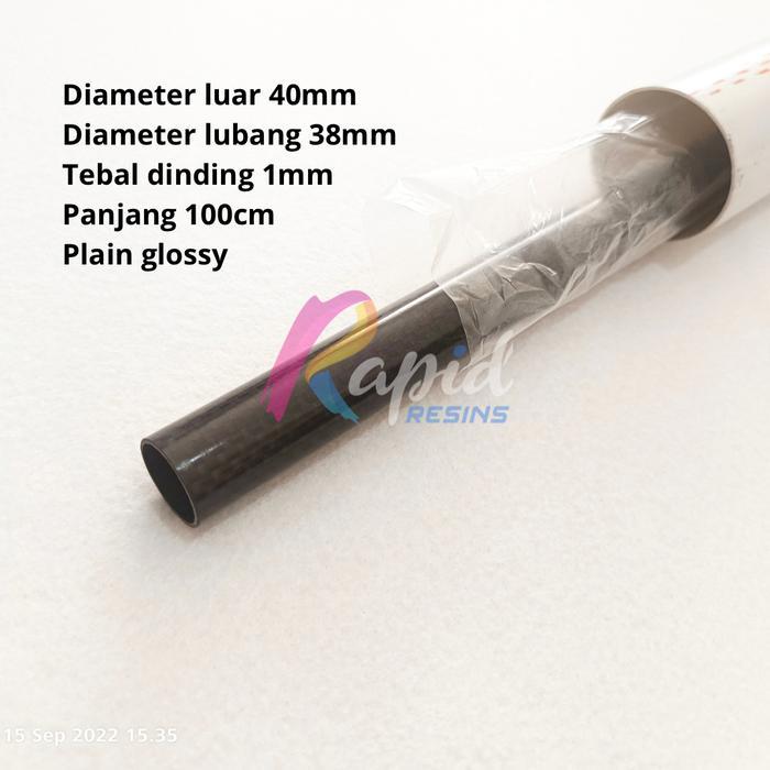 Pipa Carbon Tube 40 x 38 x 1000 mm Tabung Serat Karbon 3K od 40 id 38