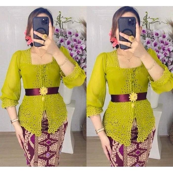 Terlaris Kebaya Jadi Bordir Tangan Balon Leher Sabrina Motif Air Mata Kebaya Adat Bali Modern Kebaya