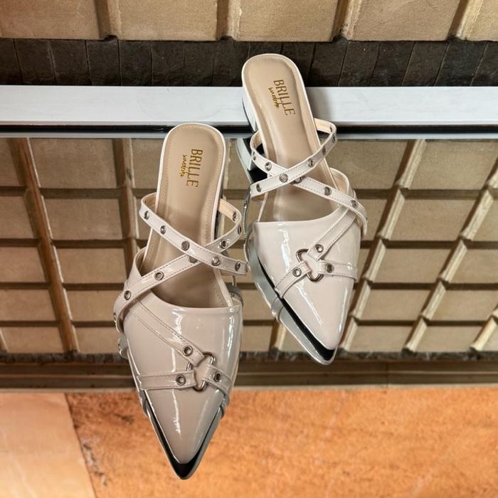 BRILLE - TIFFANY GLOSSY MULES SANDAL MULES HAK 3CM