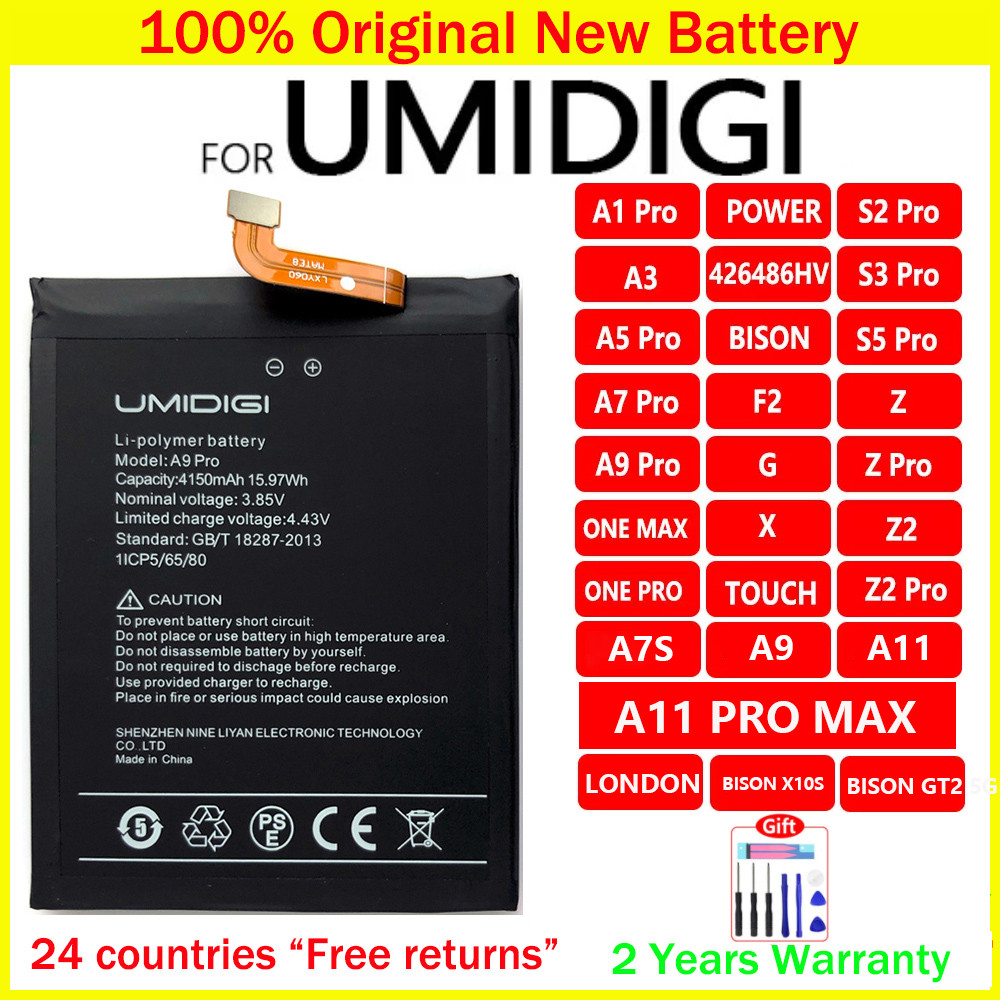 New Original Battery For UMI Umidigi X F2 A1 A3 A5 A7 A7S A9 A11 A13S Bison GT S2 S3 S5 Z Z2 Pro One