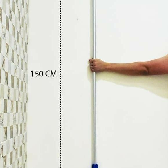 Gagang Stick Tangkai Batang Aluminium Stainless Ujung Polos + Lubang Awet Murah Tebal Panjang 150CM 