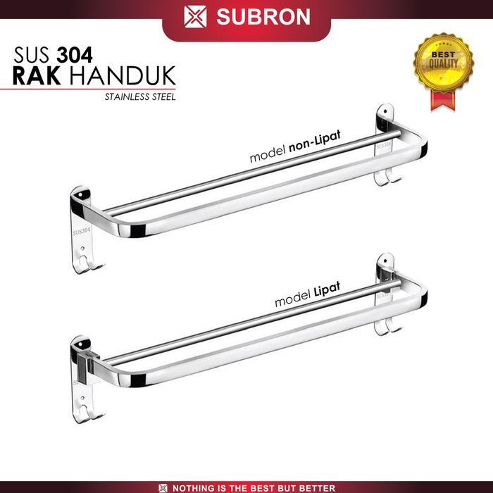 cuct- Subron Sus 304 Rak Handuk Stainless Steel 60Cm 2 Baris Kamar Mandi Lipat Non-Lipat