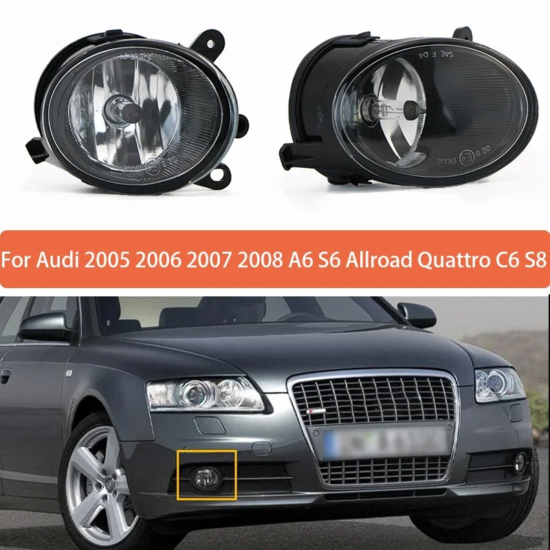 Fog Lamp Assembly With Bulb For Audi 2005 2006-2008 A6 S6 Allroad Quattro C6 S8 Front Bumper Fog