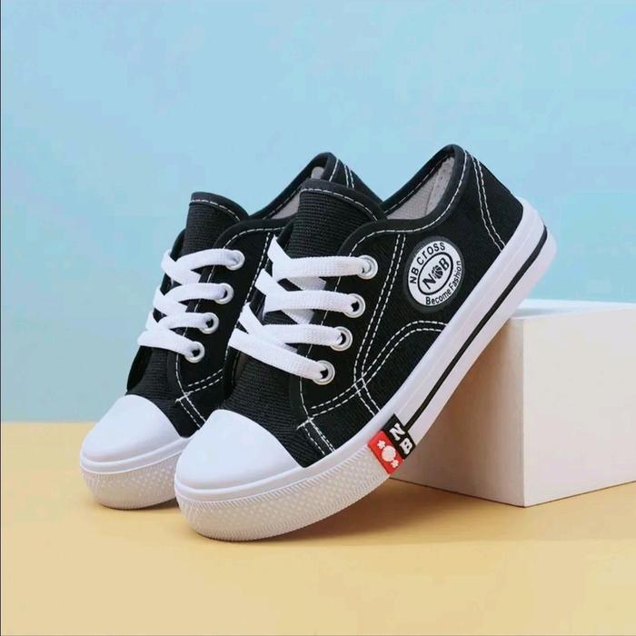 Sepatu Anak Sekolah Nb Model Terbaru Bahan Canvas Tk Sd Smp - Kanvas 12 Oz, Outsole Karet Anti