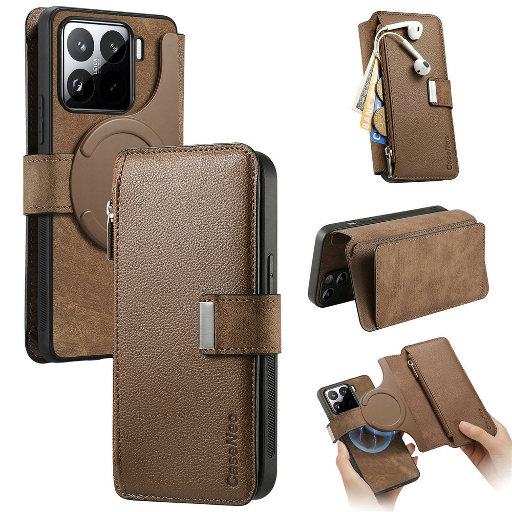 15 15T Pro 5G 2025 2 In 1 Detachable Leather Rfid Case Magnet Wallet Card Pouch For 15T 15 T Case