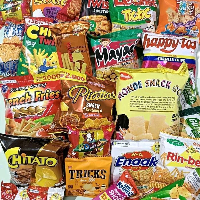 Snack Gurih Asin 1 Paket Jajan Rasa Pedas Termurah Jajanan Chitato Kentang Happytos Tortilla Chips