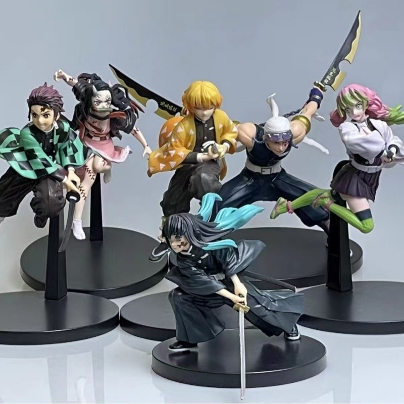 Anime Demon Slayer Kamado Tanjirou Zenitsu Figure Toys Kimetsu no Yaiba Nezuko Kamado Uzui Tengen