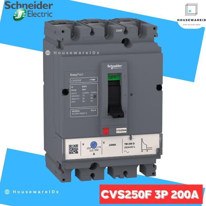 MCCB 3 PHASE 200 AMPERE SCHNEIDER LV525332 ORIGINAL / MCCB 3P 200A 36KA CVS250F / BREAKER 3 POLE