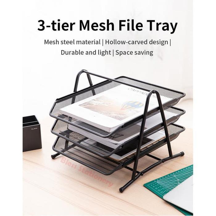 Deli rak dokumen 3 susun rak file rak kertas letter tray file tray besi